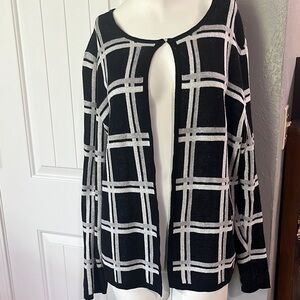 Liz Claiborne Black and White Cardigan Sweater